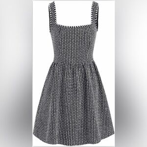Cider Black and White U-neck Tweed Mini Dress-SOLD OUT